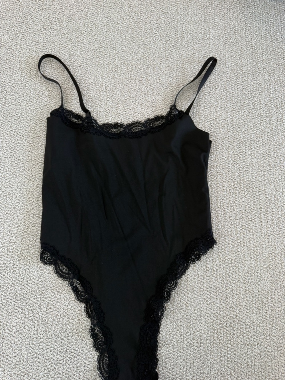 Black Lace Trim Bodysuit